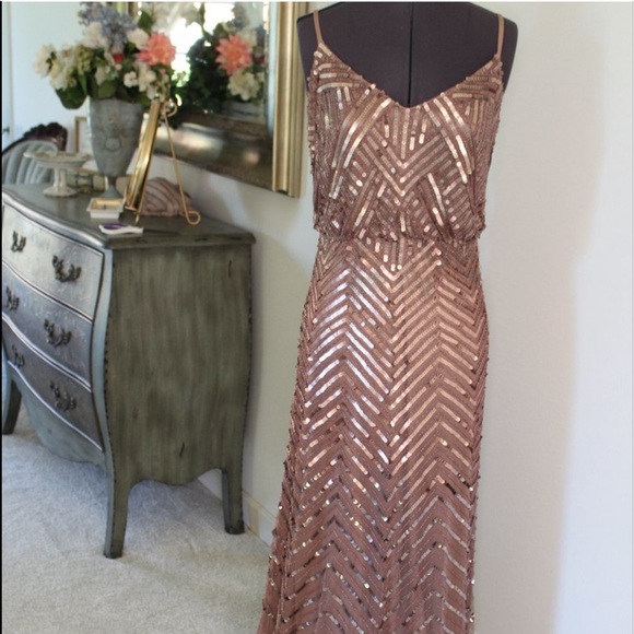 Adrianna Papell Dresses & Skirts - Adrianna Papall Rose Gold Sequin Dress